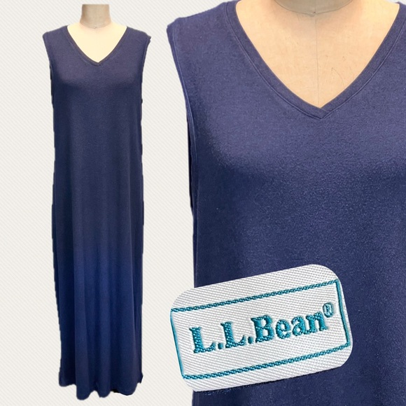 L.L. Bean Dresses & Skirts - LL Bean‎ indigo long maxi dress sleeveless v neck sundress navy blue stretchy